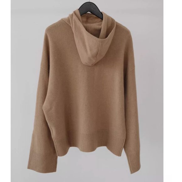 BEST Barbour Evette Knitted Hoodie Sweater Light Brown Tan Beige Wool Quiet Lux - Picture 5 of 6